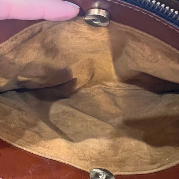 Patricia Nash Veg Tan Leather Crossbody Bag Brown Chain Strap Zip Compartments - Picture 14 of 15